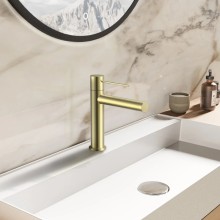 Смеситель для раковины Vincea Aspire VBF-4AS01BG без донного клапана, золотой матовый