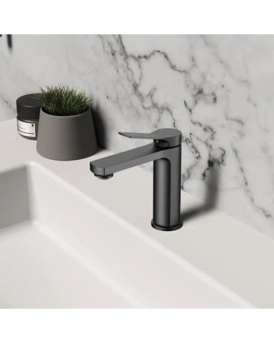 Смеситель для раковины Vincea Arco VBF-4AR01MB без донного клапана, черный матовый