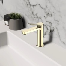 Смеситель для раковины Vincea Arco VBF-4AR01BG без донного клапана, золотой матовый