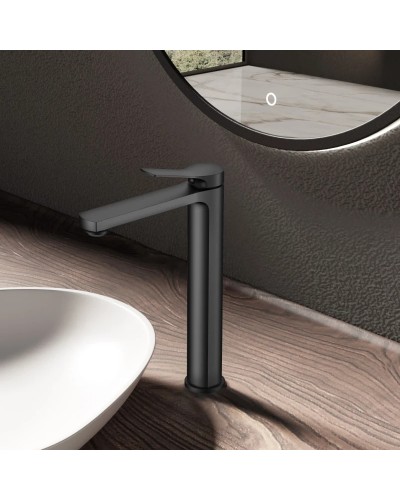 Смеситель для раковины Vincea Arco VBF-4AR02MB без донного клапана, черный матовый