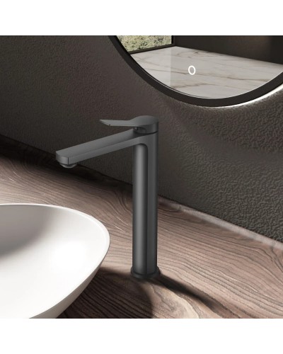 Смеситель для раковины Vincea Arco VBF-4AR02GM без донного клапана, вороненая сталь