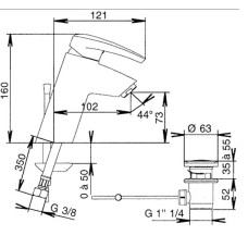 Смеситель для раковины с донным клапаном Jacob Delafon Panache E72240-CP