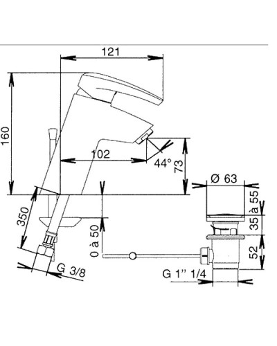 Смеситель для раковины с донным клапаном Jacob Delafon Panache E72240-CP