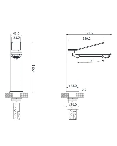 Смеситель для раковины Vincea Verse VBF-2VE1CH без донного клапана, хром