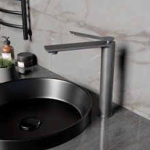 Смеситель для раковины Vincea Verse VBF-2VE2GM без донного клапана, вороненая сталь