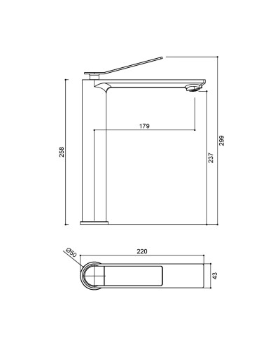 Смеситель для раковины Vincea Verse VBF-2VE2GM без донного клапана, вороненая сталь