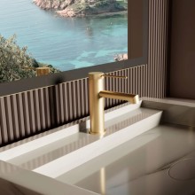 Смеситель для раковины Vincea Rim VBF-2RM1BG без донного клапана, золотой матовый