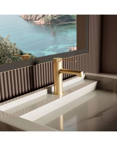 Смеситель для раковины Vincea Rim VBF-2RM1BG без донного клапана, золотой матовый