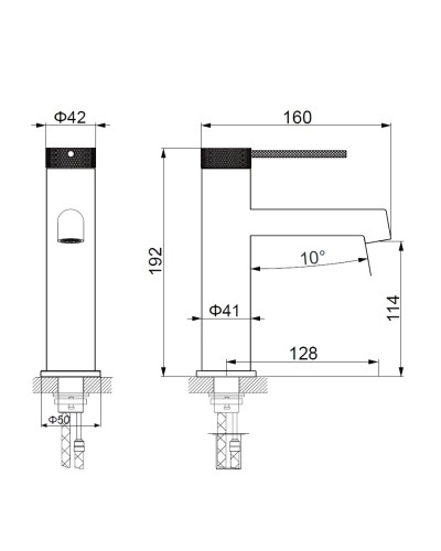Смеситель для раковины Vincea Rim VBF-2RM1GM без донного клапана, вороненая сталь