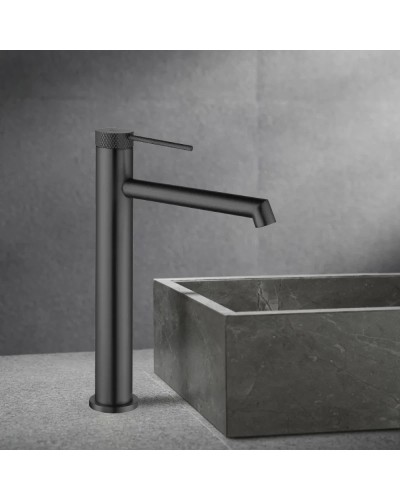 Смеситель для раковины Vincea Rim VBF-2RM2GM без донного клапана, вороненая сталь