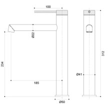 Смеситель для раковины Vincea Rim VBF-2RM2GM без донного клапана, вороненая сталь