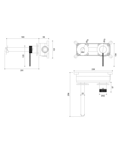 Смеситель для раковины Vincea Rim VBFW-2RM1BG встраиваемый, без донного клапана, золотой матовый
