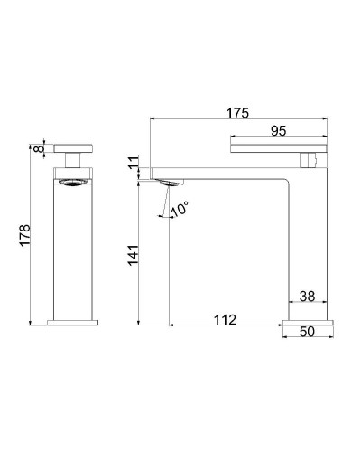 Смеситель для раковины Vincea Dice VBF-2DS1BN без донного клапана, сатин