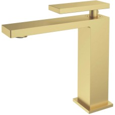 Смеситель для раковины Vincea Dice VBF-2DS1BG без донного клапана, золотой матовый