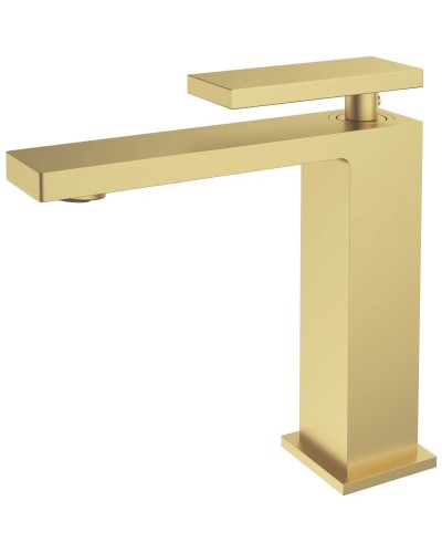 Смеситель для раковины Vincea Dice VBF-2DS1BG без донного клапана, золотой матовый