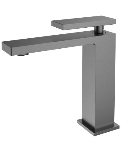 Смеситель для раковины Vincea Dice VBF-2DS1GM без донного клапана, вороненая сталь