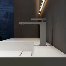 Смеситель для раковины Vincea Dice VBF-2DS1GM без донного клапана, вороненая сталь