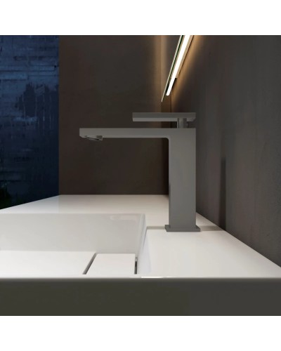 Смеситель для раковины Vincea Dice VBF-2DS1GM без донного клапана, вороненая сталь