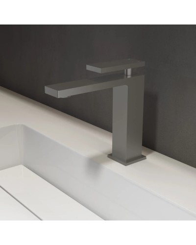 Смеситель для раковины Vincea Dice VBF-2DS1GM без донного клапана, вороненая сталь