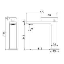 Смеситель для раковины Vincea Dice VBF-2DS1GM без донного клапана, вороненая сталь