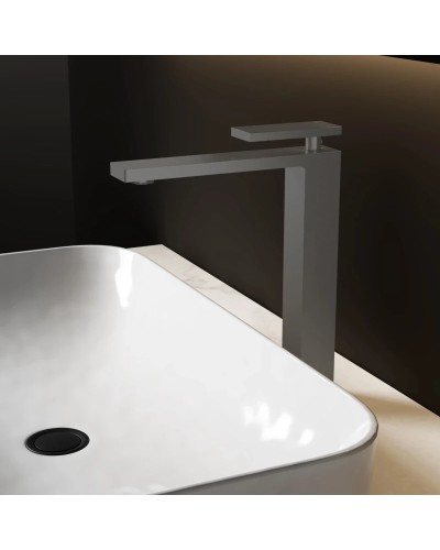 Смеситель для раковины Vincea Dice VBF-2DS2GM без донного клапана, вороненая сталь