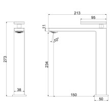 Смеситель для раковины Vincea Dice VBF-2DS2GM без донного клапана, вороненая сталь