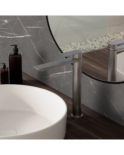 Смеситель для раковины Vincea Vogue VBF-2VS2GM без донного клапана, вороненая сталь