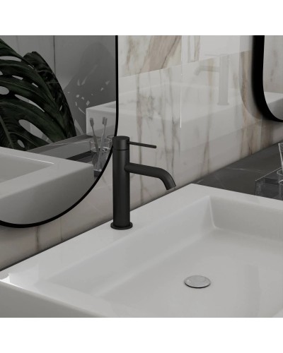 Смеситель для раковины Vincea City VBF-2C1MB без донного клапана, черный матовый