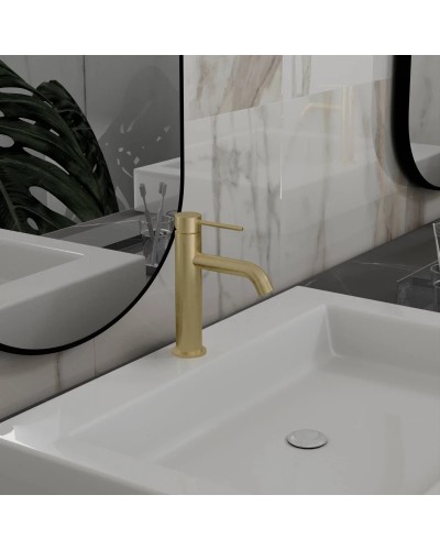 Смеситель для раковины Vincea City VBF-2C1BG без донного клапана, золотой матовый