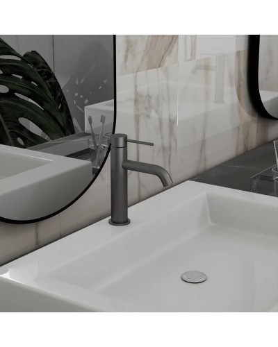 Смеситель для раковины Vincea City VBF-2C1GM без донного клапана, вороненая сталь