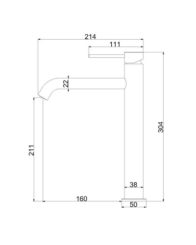 Смеситель для раковины Vincea City VBF-2C2MB без донного клапана, черный матовый