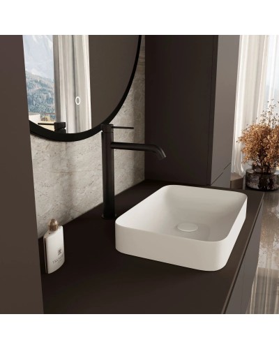 Смеситель для раковины Vincea City VBF-2C2MB без донного клапана, черный матовый