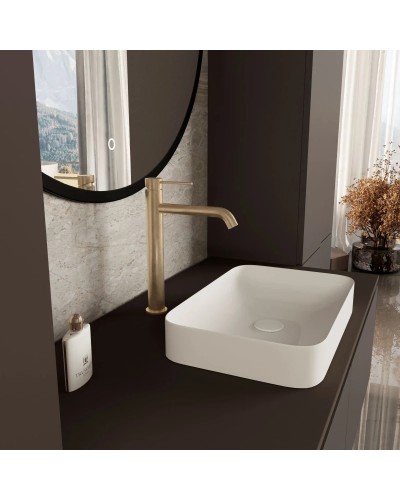 Смеситель для раковины Vincea City VBF-2C2BG без донного клапана, золотой матовый