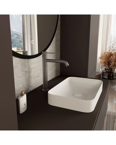 Смеситель для раковины Vincea City VBF-2C2GM без донного клапана, вороненая сталь