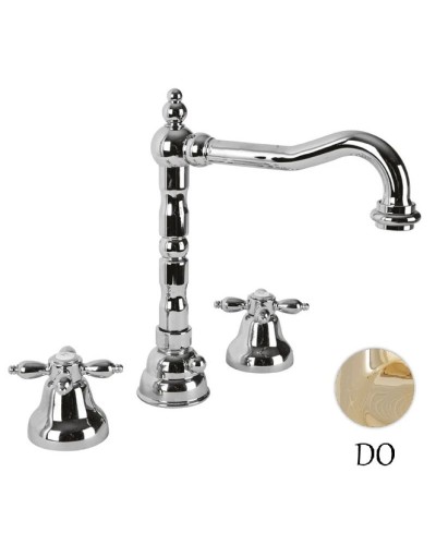 Смеситель для раковины с донным клапаном золото 24 карат, ручки золото 24 карат Cezares Nostalgia NOSTALGIA-BLS2-03/24