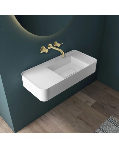 Смеситель для раковины Vincea Groove VBFW-4G1BG4 встраиваемый, без донного клапана, золотой матовый