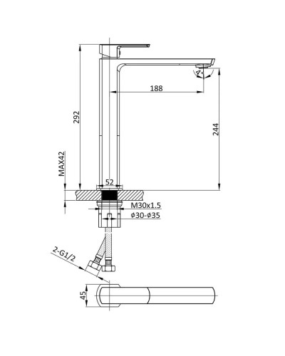 Смеситель для раковины Vincea Next VBF-1N2BG без донного клапана, золотой матовый