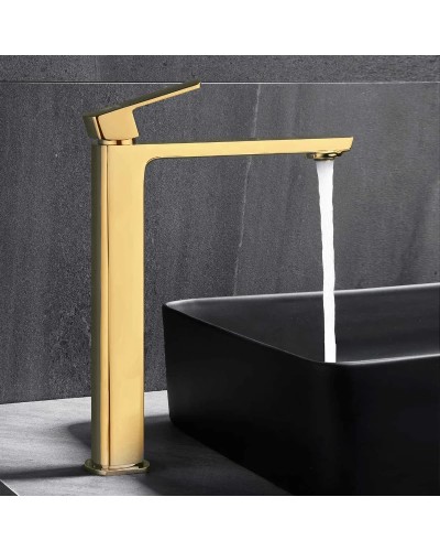 Смеситель для раковины Vincea Next VBF-1N2BG без донного клапана, золотой матовый