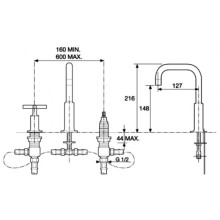 Смеситель для раковины на 3 отверстия Jacob Delafon Purist E144063-CP
