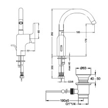 Смеситель для раковины с донным клапаном Jacob Delafon Singulier E10862-CP