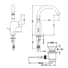 Смеситель для раковины с донным клапаном Jacob Delafon Singulier E10862-CP