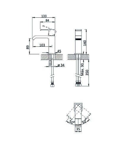 Смеситель для раковины Cezares Porta-LS1-NOP Черный матовый