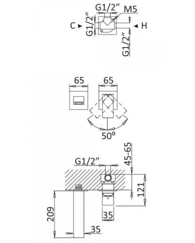 Смеситель для раковины Cezares Porta PORTA-BLI2-01-W0 Хром
