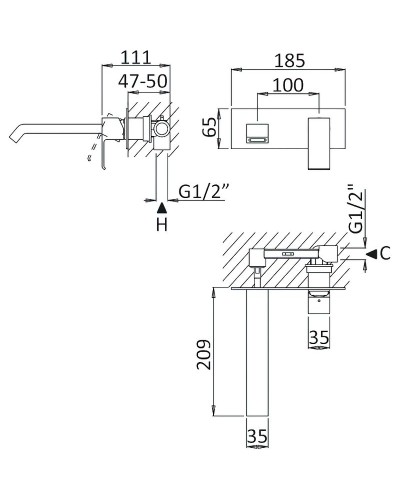 Смеситель для раковины Cezares Porta-BLI-01-W0 Хром