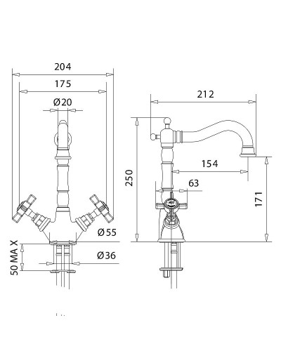 Смеситель для раковины Migliore Princeton BN.PRN-834.DO Золото
