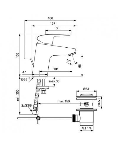 Смеситель для раковины Ideal Standard Ceraflex B1708AA Хром