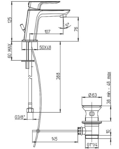 Смеситель для раковины Paini Nove 09PJ211 Матовое золото