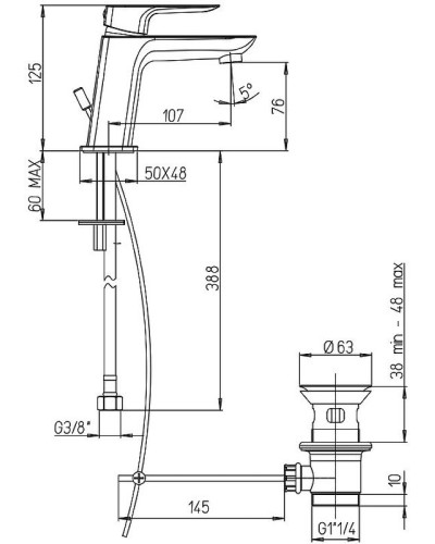 Смеситель для раковины Paini Nove 09PZ211 Черный матовый