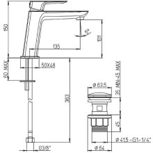 Смеситель для раковины Paini Nove 09PZ211MESR Черный матовый