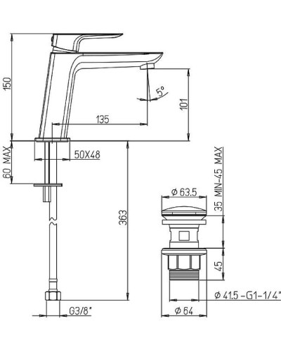 Смеситель для раковины Paini Nove 09PZ211MESR Черный матовый